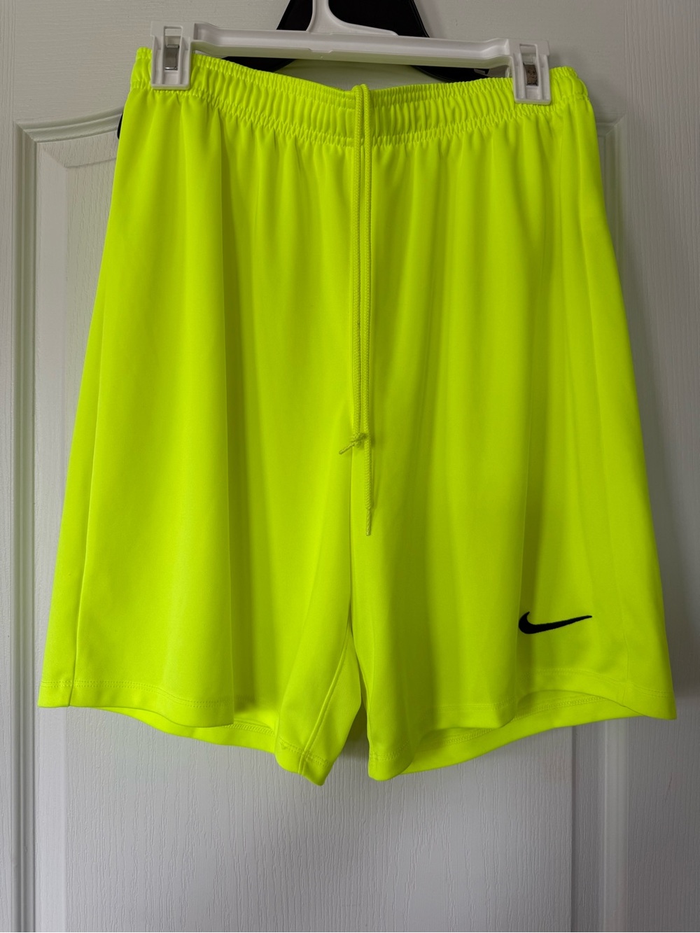 Nike Men’s Bright Neon Yellow Athletic Shorts with Black Swoosh